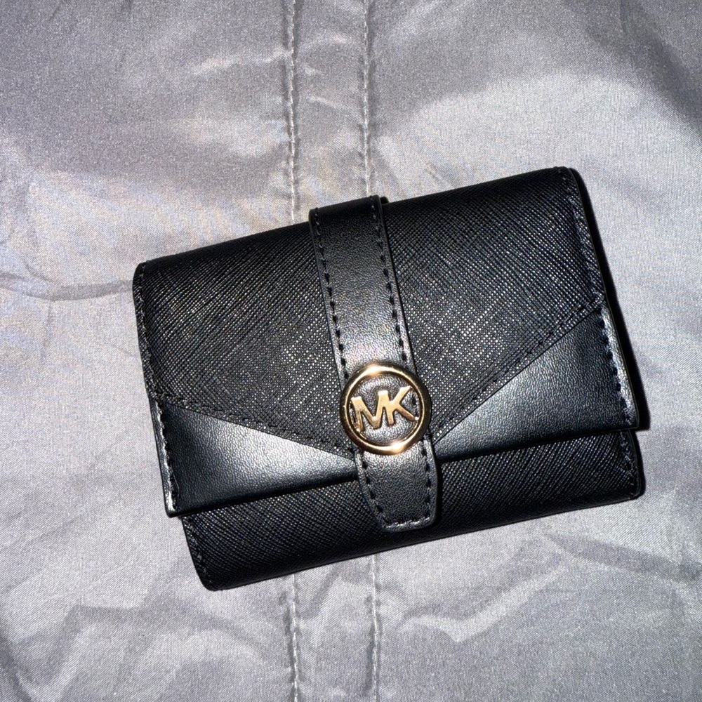 Michael Kors Black Wallet with Gold MK Accent